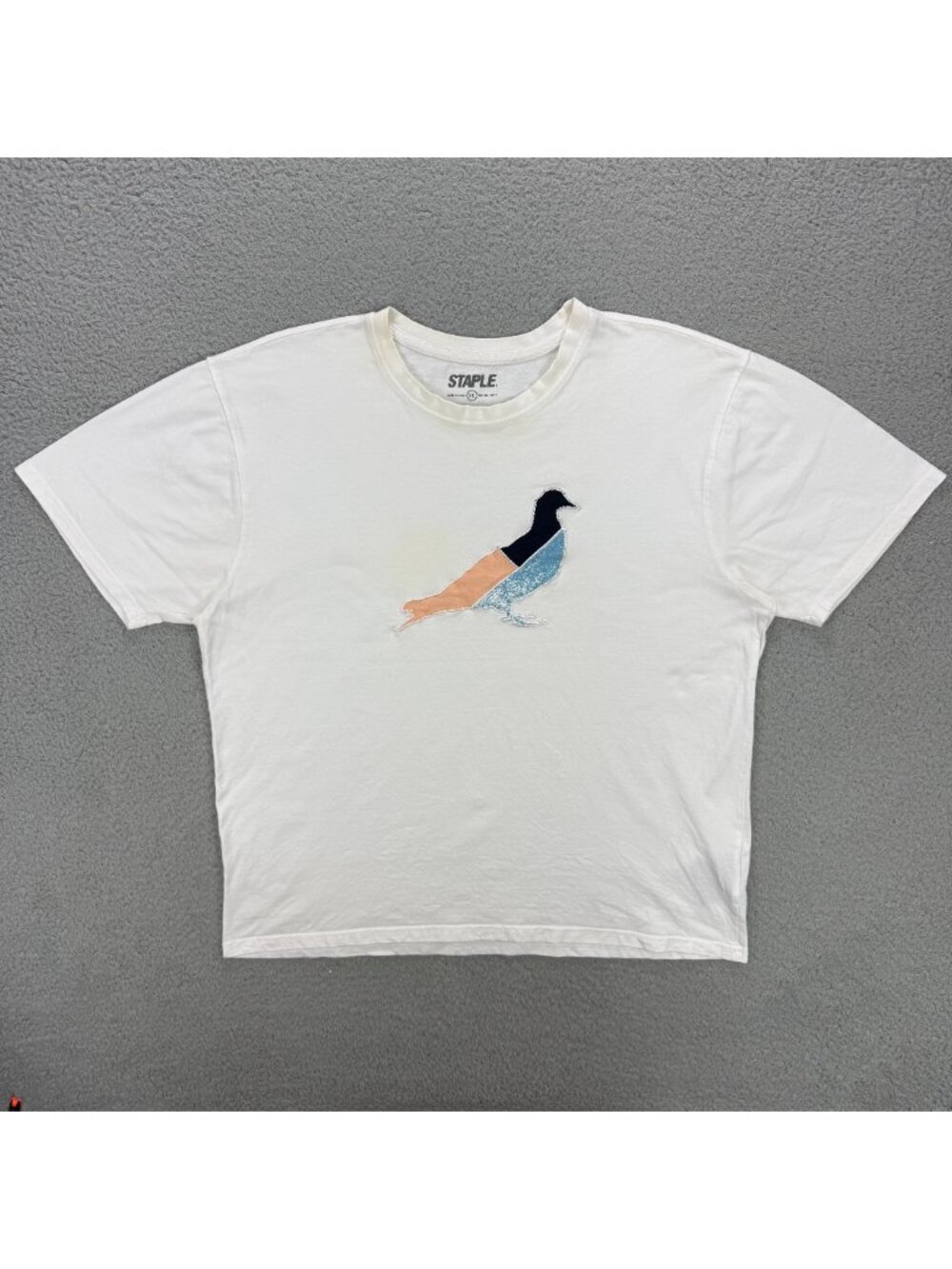 Staple Pigeon T Shirt Mens Extra Large White Patchwork Bird Jeff Streetwear Tee